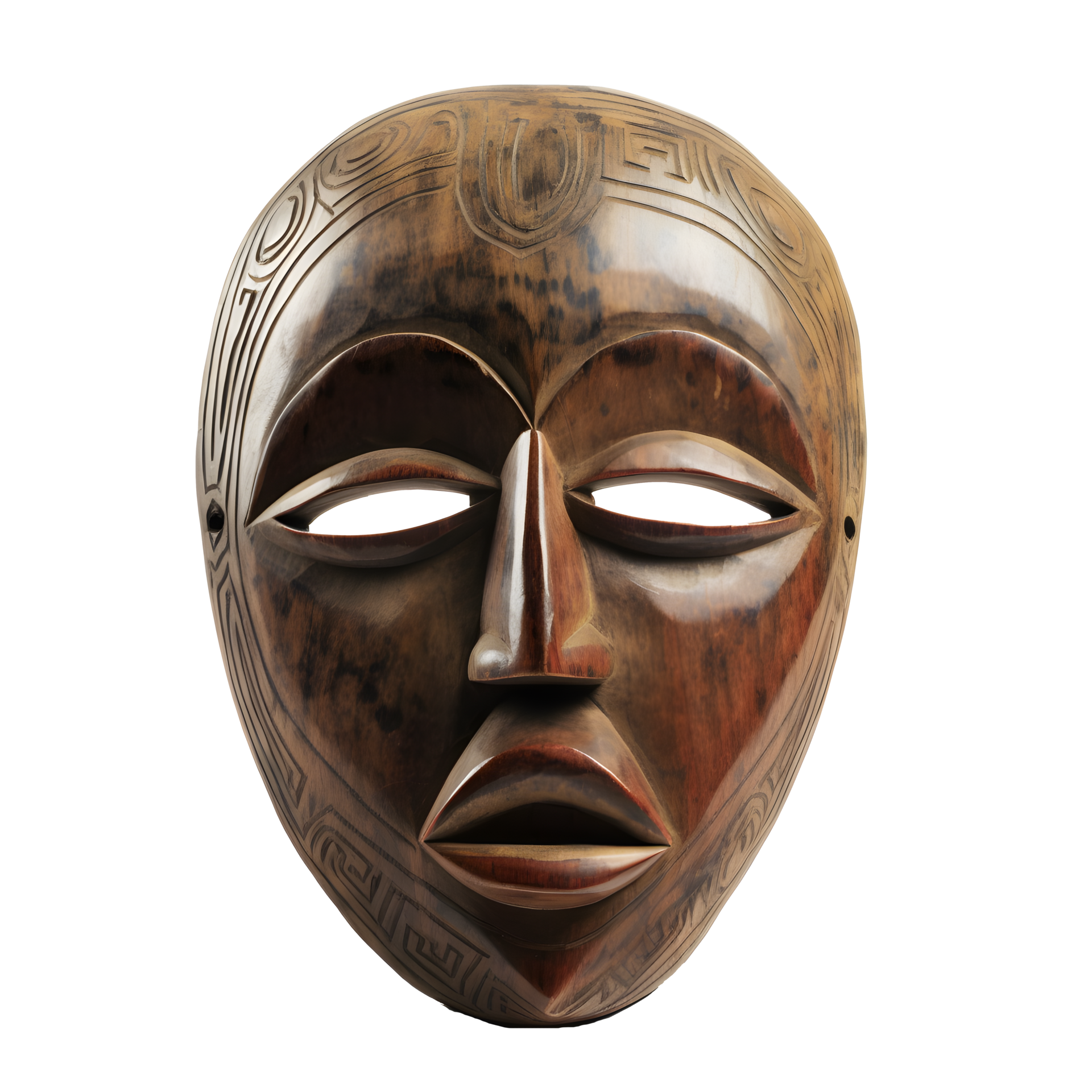 traditional-wooden-tribal-mask-isolated-on-transparent-background-generative-ai-png